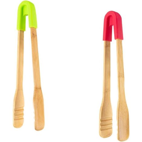 Pinzas para tostadora, pinzas de madera para barbacoa, pinzas de cocina de madera, pinzas para alimentos para tostadora, ensaladas, carnes a la parrilla y pasteles.