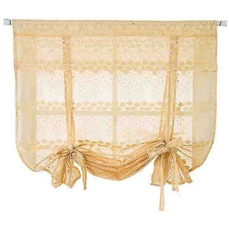 Ahlsen Cortinas romanas de tul perforado para ventana de baño y cocina, cortina de tul Floral (amarillo claro) -