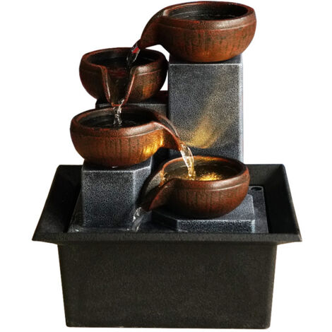 Ahlsen Pequeña fuente de mesa con agua corriente, adorno Feng Shui, 15,7 x 13 x 19 cm, con bomba de agua estándar europea (1/4)