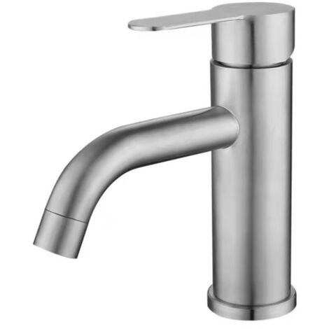 Ahlsen Grifo de codo de acero inoxidable cepillado 304, cuerpo principal de codo frío y caliente, manija única alta (1/5)