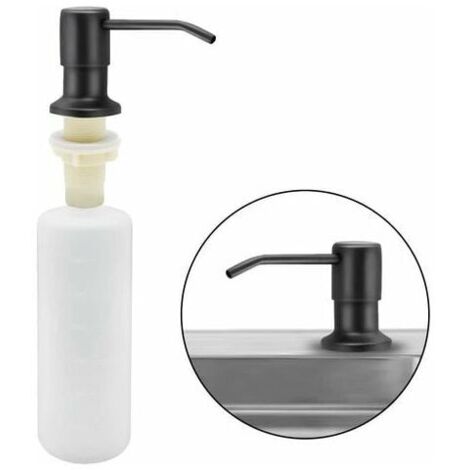 Ahlsen Dispensador de jabón para fregadero de cocina, dispensador de jabón para fregadero de cocina de acero inoxidable incorporado de 350 ml, dispensador de jabón recargable con bomba giratoria de 36 (1/5)