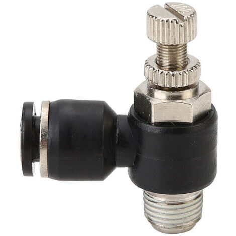 Ahlsen Conectores neumáticos de 2 piezas Regulador de flujo de aire con conector a presión y conector rápido de válvula de rosca macho para herramientas neumáticas (8 mm, M5) (1/5)