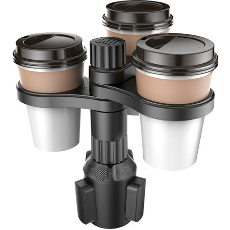 Ahlsen Bandeja portavasos 3 en 1 para coche con brazos y base ajustables, 3 portavasos para coche, bandeja de comedor universal (1/5)