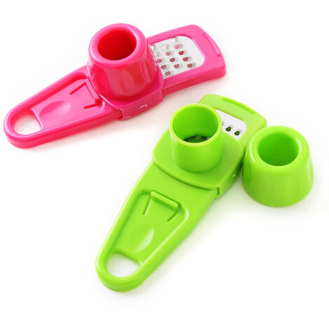 Ahlsen Mini rallador de ajo de 2 piezas, picador de ajo multifuncional, utensilios de cocina, trituración de ajo simple, molienda de ajo y jengibre, prensa de ajo (1/5)