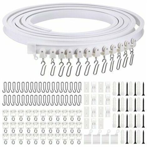 Ahlsen Riel de cortina de techo curvado plegable por metro, riel de cortina curvo flexible, riel de cortina suave para riel de cortina con ganchos de cortina de metal, separador de ambientes para cort (1/5)