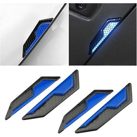 Ahlsen Paquete de tiras anticolisión para automóviles, tiras antifricción reflectantes para parachoques, tiras anticolisión de fibra de carbono para todos los vehículos y camiones (azul) (1/5)