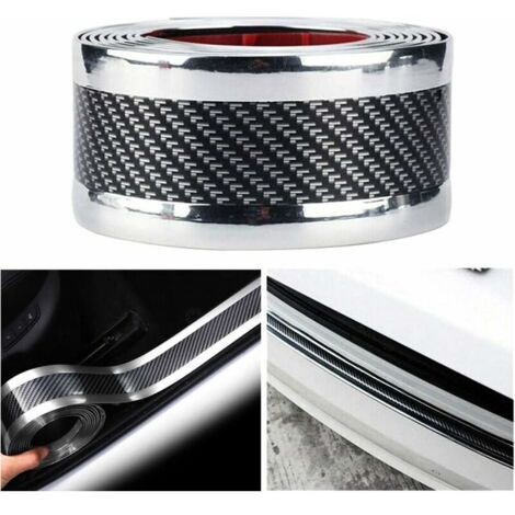 Ahlsen Protector universal de fibra de carbono para el umbral de la puerta del coche, protector adhesivo autoadhesivo, 5x100cm, plateado, paquete de 5 (1/4)
