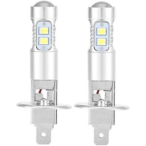 Ahlsen Bombillas de faros delanteros, 2x H1 6000K Super White 100W LED kit de bombillas de faros de luz baja, 6524 mm (1/5)