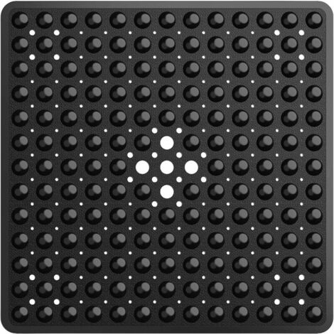 Ahlsen Alfombrilla de Ducha Antideslizante, Alfombrilla de baño con Ventosa, Alfombrilla de Ducha de PVC Lavable con Orificios de Drenaje, 53 × 53 cm, Negro Transparente (1/5)