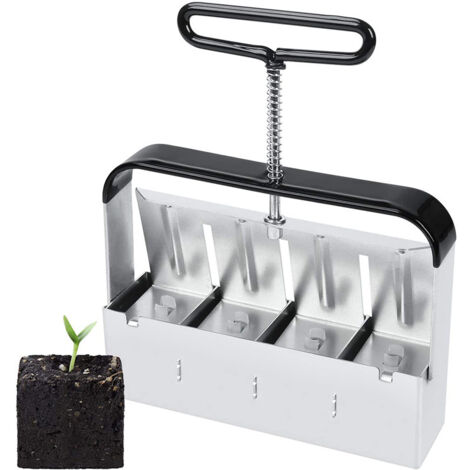 bloques de tierra manuales de 5 cm para plantar semillas, herramienta de prensado de plántulas para plantar semillas en jardines al aire libre. (1/5)