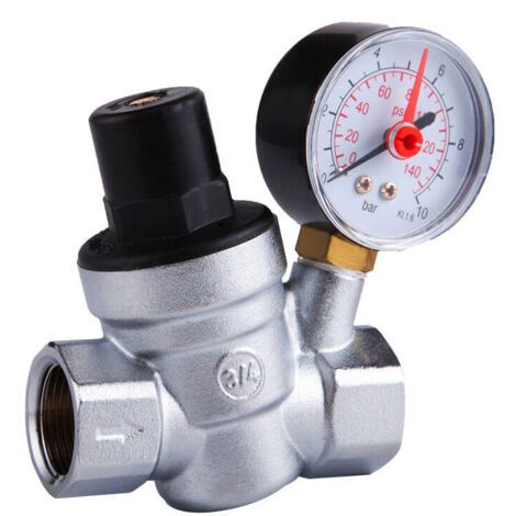 Ahlsen Reductor de presión de agua DN20, regulador de presión de agua con manómetro de 3/4 pulgadas(DN20) (1/5)