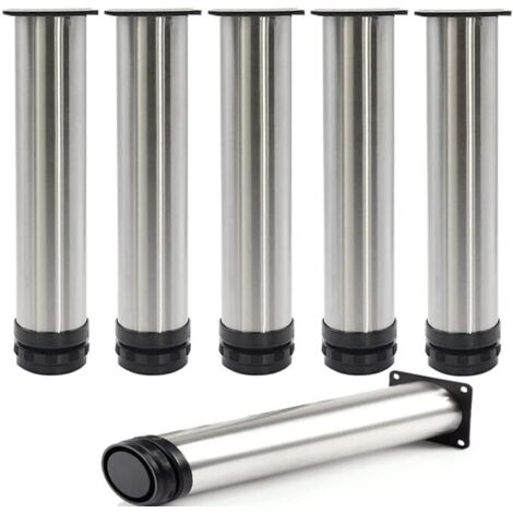 Ahlsen Pieza de patas ajustables para muebles, patas para muebles de acero inoxidable de 18 cm para gabinete de cocina, sofá cama, armario, encimera, barra de desayuno, mesa, escritorio, 5 cm de diáme (1/5)