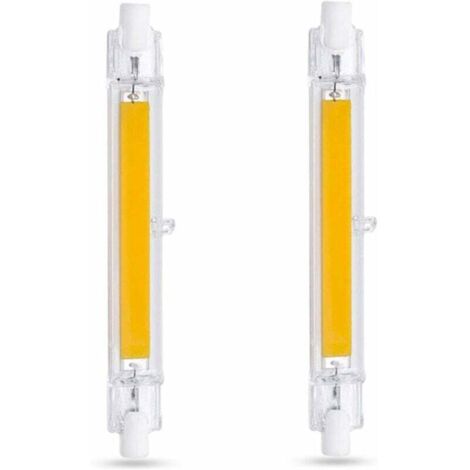 Ahlsen Bombilla LED R7S 118mm 10W Blanco cálido 3000K 1000LM R7S J118 80W 100W Equivalente a lámpara halógena No regulable R7S 118mm COB LED Bombilla de luz de pared/piso delgada Paquete de 2 [Clase d (1/5)