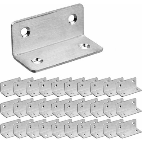 Ahlsen Paquete de 30 soportes de montaje de acero inoxidable reforzado, soportes de placa de acero inoxidable 60 x 25 x 25 mm, plateado (1/5)