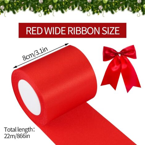 Ahlsen Cinta De Raso Roja De 8 Cm X 22 M: Ideal Para Decoraciones Y Embalajes Navideños