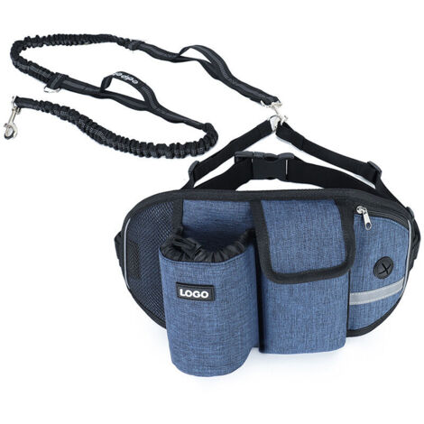 Ahlsen Correa para Perro, Correa para Perro Manos Libres, hasta 110 kg, absorción de Impactos, cómoda, Costuras Reflectantes, Ideal para Correr, Trotar y Caminar, Azul (1/5)