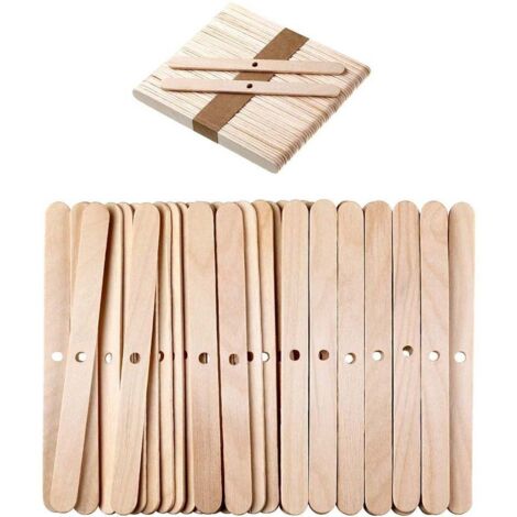 Ahlsen 100 soportes de mecha de vela de madera, dispositivo de centrado de mecha de vela, soportes de mecha de vela, clips de mecha de vela, herramienta de centrado de vela, 4,5" x 0,4" (1/4)