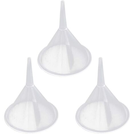 Ahlsen Embudo transparente de 3 uds, embudo de cocina, Mini embudo de plástico para arena, transferencia de Perfume líquido, aceite de alimentos, transferencia de líquidos en polvo (1/4)