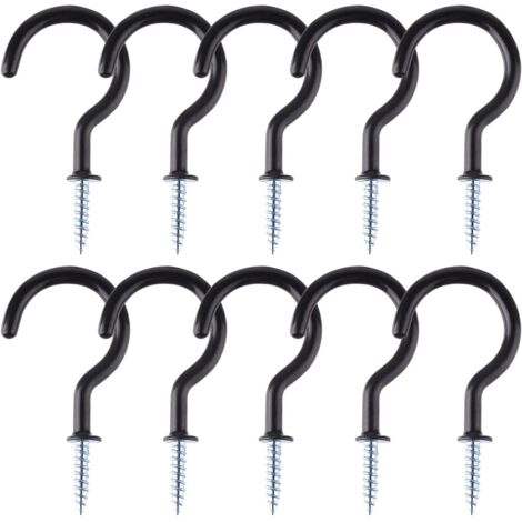 Ahlsen 10 Uds. Ganchos atornillables de 2 pulgadas ganchos de techo atornillables para baño cocina colgante de pared techo negro