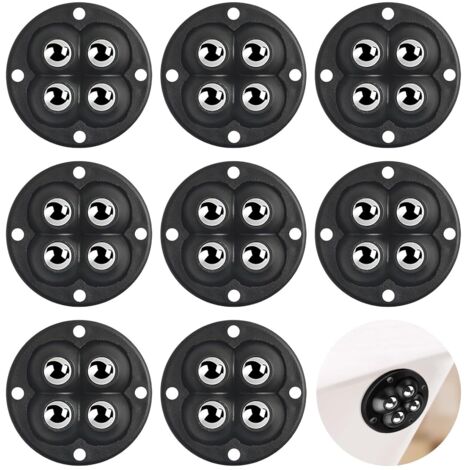 Ahlsen Paquete de 8 ruedas de bolas - 4 ruedas - Ruedas autoadhesivas universales pequeñas - Ruedas giratorias de 360° - Ruedas para muebles - Planas, Acero, Acrilonitrilo Butadieno Estireno, Madera