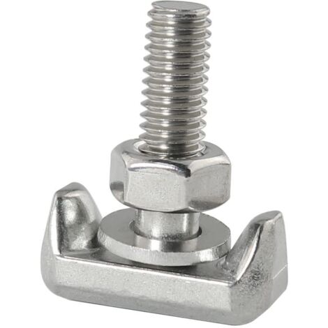 Ahlsen Perno en T de batería, 4 piezas Abrazaderas de batería con perno en T de acero inoxidable Abrazadera de batería de automóvil M6 Reemplazo del tensor del conector de abrazadera de batería de aut (1/5)
