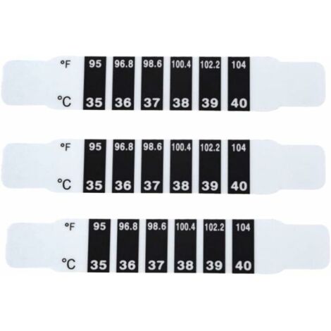 Ahlsen Tiras de termómetro para frente de bebé, pegatinas de prueba de fiebre, herramientas de prueba de temperatura corporal autoadhesivas para niños, paquete de 6 (1/5)
