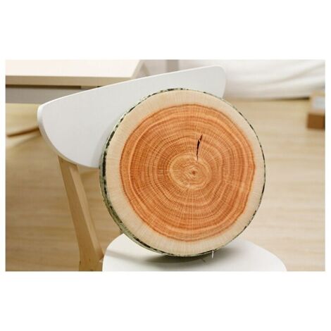 Ahlsen Cojín redondo decorativo Impresión digital 3D Cómodo y divertido Cojín de troncos de madera lindo para niños Cojín circular para el piso del asiento para el sofá del hogar