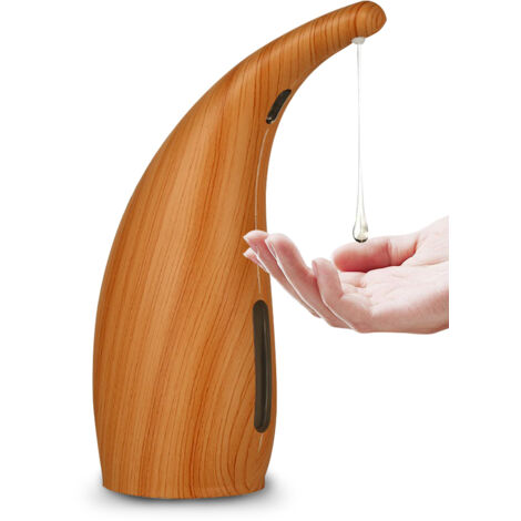 Ahlsen Dispensador automático de jabón, dispensador de jabón infrarrojo sin contacto de 300ml, dispensador desinfectante (1 pieza de grano de madera claro) (1/5)