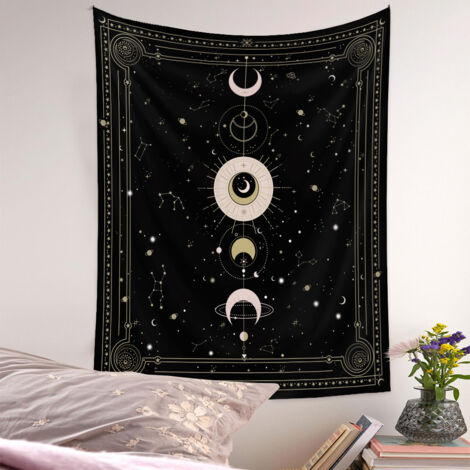 Ahlsen Dremisland Tapiz de Luna, Tarot Psicodélico, Astrología, Colgante de Pared, Tapiz de Luna y Estrella, Tela de Pared Negra, decoración artística para Dormitorio, Sala de Estar (Tarot, L/130x150c (1/5)