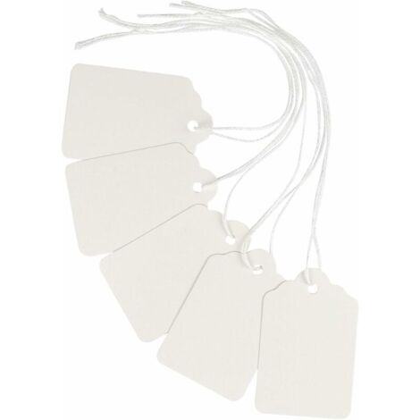 Ahlsen Paquete de 1000 etiquetas de marcado blancas con cordón adjunto, 50 x 30 mm (1/5)