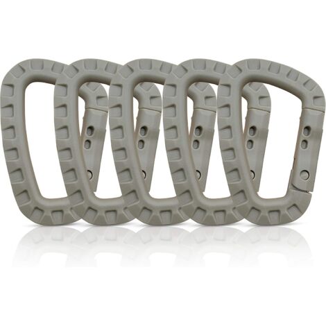 Ahlsen Mosquetón de pieza, mosquetón de plástico, mosquetón táctico, mosquetón militar, mosquetón de plástico duro premium, resistente, multifuncional en forma de D (1/5)