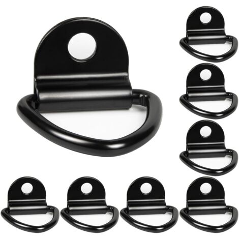 Ahlsen Ganchos de amarre con anilla en D negra para kayaks, barcos, canoas, remolques, camionetas, coches, jardín (1/5)