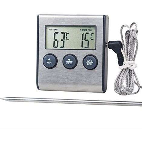 Ahlsen Termómetro para barbacoa - Termómetro para barbacoa Termómetro con sonda para cocinar alimentos y carne con temporizador Herramienta de medición de temperatura (1/5)