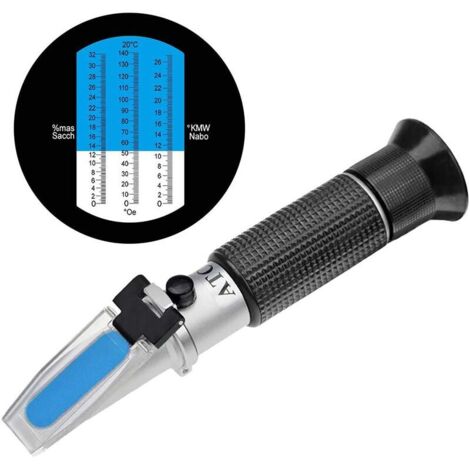 Ahlsen Refractómetro Brix con ATC, Hidrómetro Brix portátil, Probador de lector Brix portátil para medir el contenido de azúcar en frutas, Refractómetro sacarimétrico (1/5)