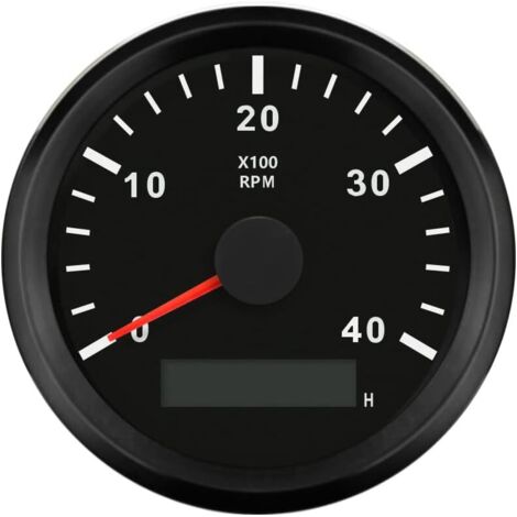 Ahlsen Tacómetro resistente al agua, tacómetro con contador de horas, 0-4000RPM, 85mm, retroiluminación de 9-32V