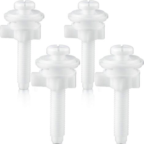 Ahlsen Tornillos de repuesto para asiento de inodoro, tornillos de plástico para bisagras de asiento de inodoro con tuercas y arandelas de plástico, kit de piezas de fijación superior para asiento de (1/5)