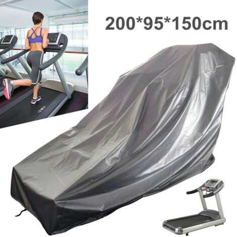 Funda para cinta de correr de 200 x 95 x 150 cm, resistente al polvo, al agua y a los rayos UV, de tela Oxford 210D con equipamiento deportivo plateado.