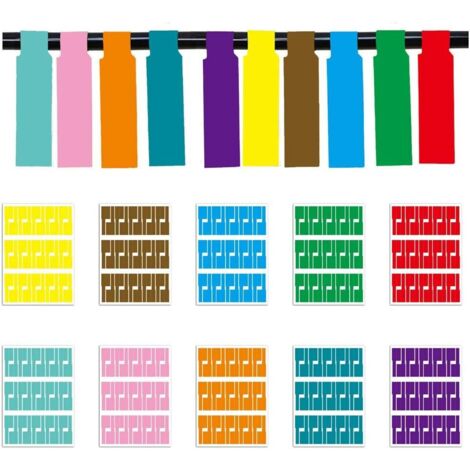 Ahlsen Etiquetas para cables, 10 colores, paquete de 300 etiquetas autoadhesivas para cables, marcado de cables a prueba de agua para impresora láser (1/5)