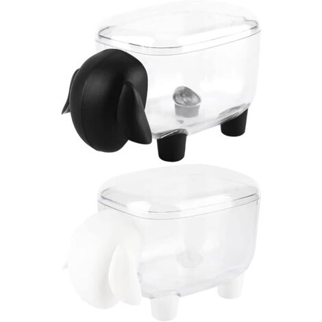 Ahlsen Caja de bastoncillos de algodón, dispensador de algodón, caja de almacenamiento de algodón transparente con forma de oveja con tapa, palillos de dientes, clips, etc. (1/5)