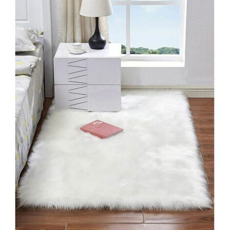 Ahlsen Alfombra blanca súper suave para decoración del hogar, alfombra para habitación de niños, dormitorio, sala de estar (blanco, 40x60cm)