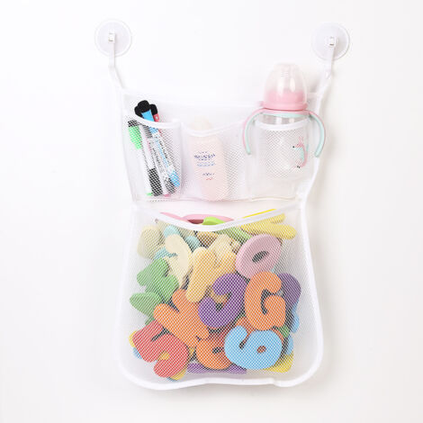 Ahlsen Red de almacenamiento para baño, bolsa para juguetes de baño con 2 ganchos autoadhesivos resistentes, 32x45cm