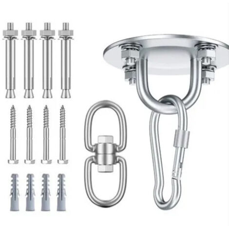 Ahlsen Gancho de techo de acero inoxidable resistente, columpio giratorio de 360°, silla hamaca con bolsa de arena, color plateado (1/3)