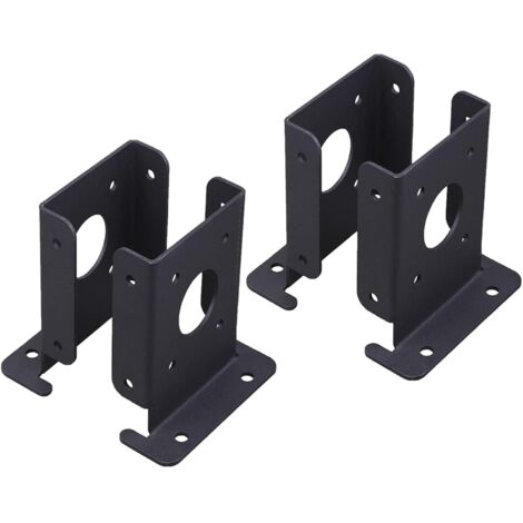 Ahlsen Anclaje de poste resistente  Pérgola de soporte estable  Soporte para postes de buzón, 4 anclajes de pérgola resistentes, media base negra para postes de buzón