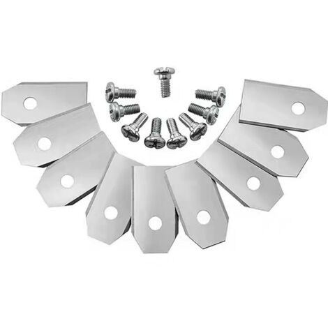 Ahlsen Cuchilla de cortacésped automática de titanio, maquinaria de jardín, Robot inteligente, cuchilla de cortacésped de 35x18x0,75mm (plata), 9 Uds + 9 tornillos (1/4)