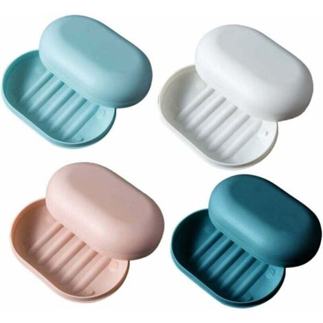 Ahlsen Jabonera, paquete de 4 jaboneras portátiles impermeables selladas, jabonera para baño, ducha, viaje (4 colores) (1/5)