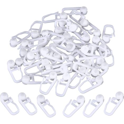 Ahlsen Clips de cortina en rollo Ganchos de cortina de plástico blanco para cortinas de riel 50 paquetes (clips) 25 cm (1/5)