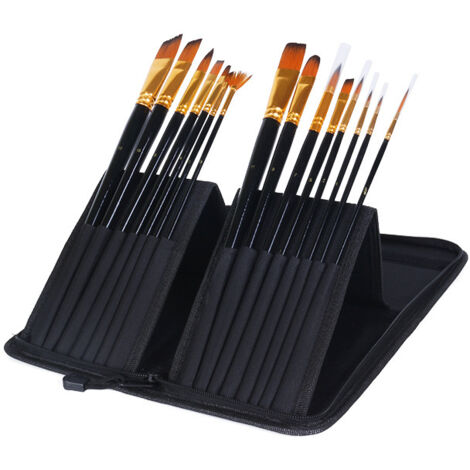 Ahlsen Juego de 15 pinceles redondos puntiagudos para pintura acrílica, óleo y acuarela, pinceles de artista para niños, pintura corporal, facial, de uñas, de detalle y rupestre. (1/5)
