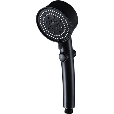 Ahlsen Cabezal de ducha turbo, cabezal de ducha de seis velocidades, cabezal de ducha de baño, negro (1/5)