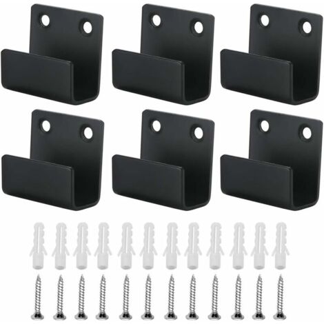 Ahlsen Ganchos resistentes para pared de azulejos de acero inoxidable, soporte para dispositivos de metal, soporte de esquina en U para baño, cocina, garaje (negro) 35x40x15mm