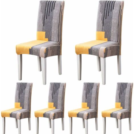 Ahlsen Fundas para sillas de comedor, modernas, elásticas y duraderas, fundas para sillas elásticas para decoración de bodas, hoteles, restaurantes (gris y naranja, paquete de 6) (1/5)
